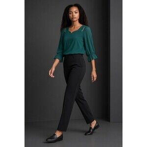 Adele & May Green Sheer Sleeve Blouse Key Hole Neckline NWT Size Small